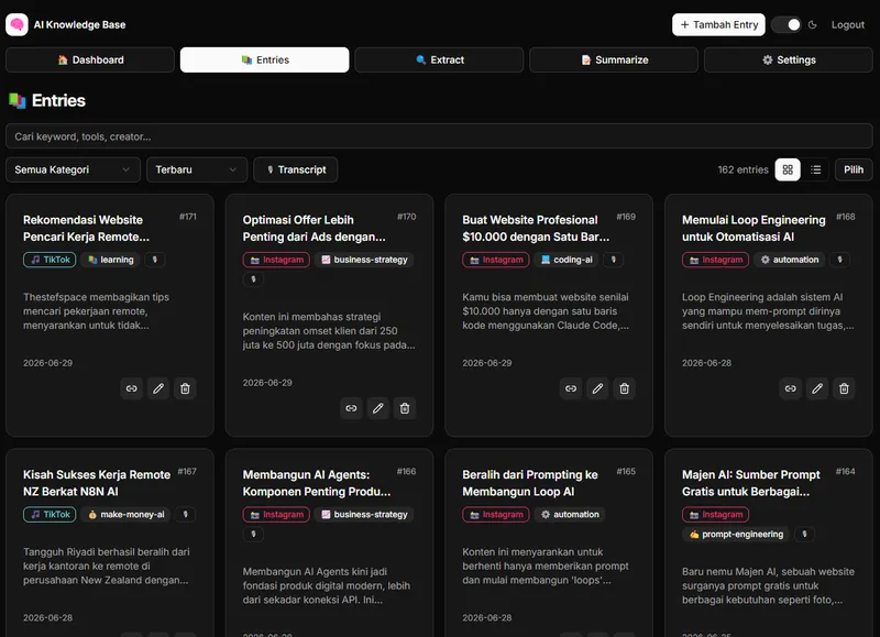 AI Knowledge Base screenshot